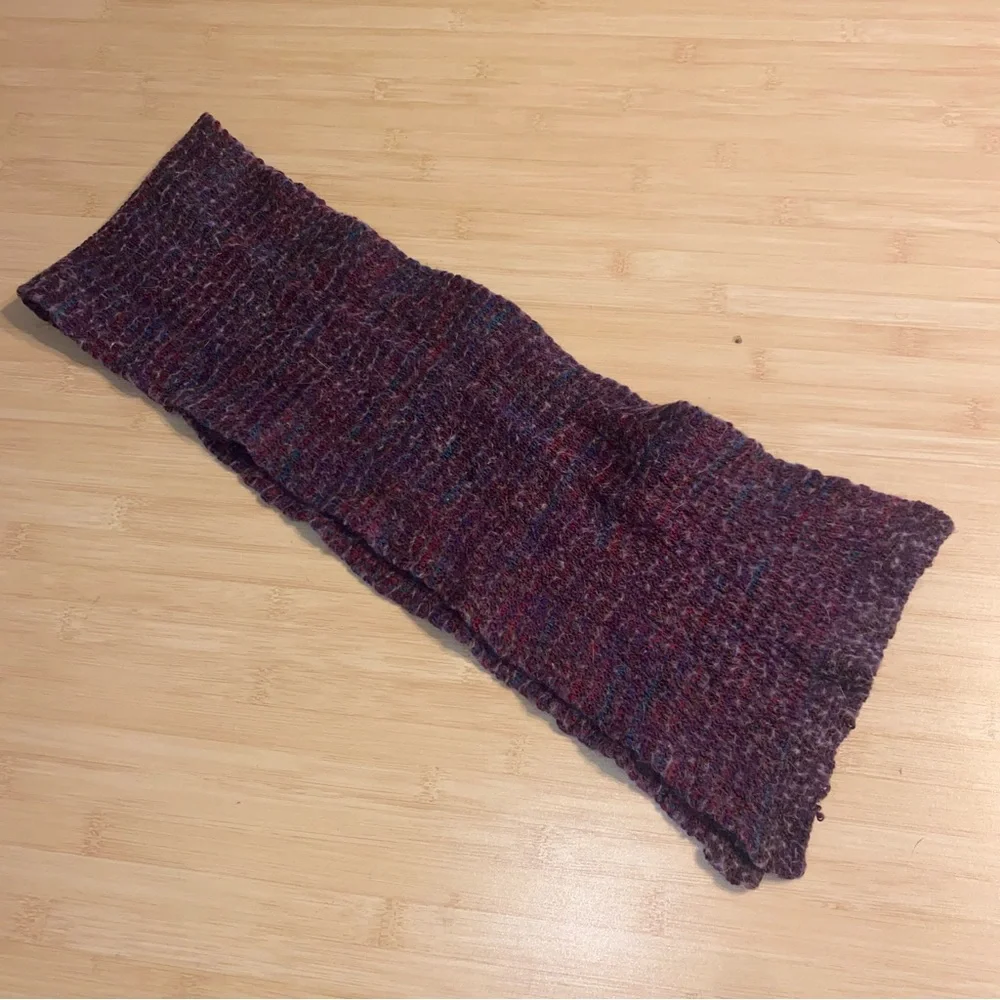 Echo Vintage Multicolor Scarf Wool Angora Blend Made in Japan Purple Blue Y2K